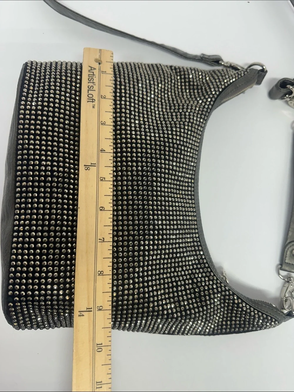 Embellished Black Shoulder Bag with Silver Stud Accents